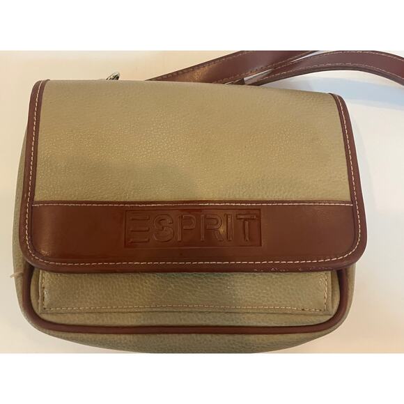 Esprit Vintage Shoulder Bag Crossbody Purse Vtg 80's Brown/Tan Pebbled - Picture 1 of 7
